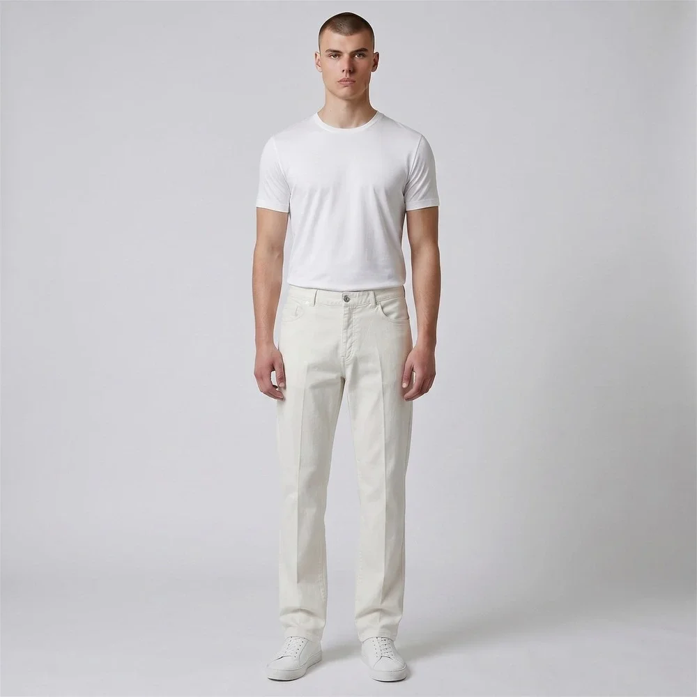 Brioni Marmolada Mens Jeans 38/33 Ecru White Cotton Stretch Denim Italy Luxury